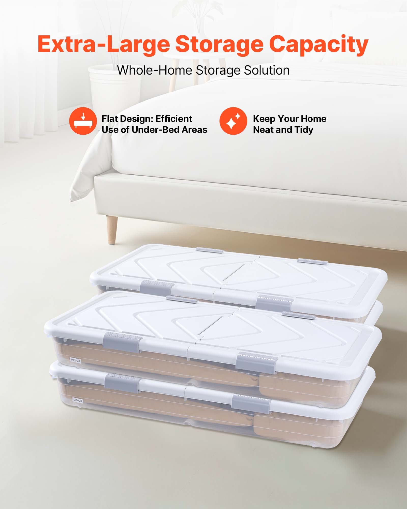 Under Bed Storage With Wheels, 31.7 X 15.6 X 6.9 Inch Underbed Containers,